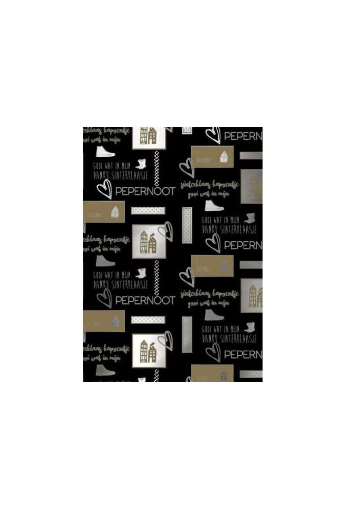 Sintpapier Metaalpapier Love Sint Zwart Goud 50cm x 125m OP IS OP