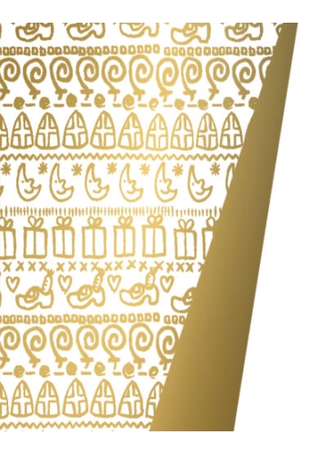 Sintpapier Dubbelzijdig Sinterklaas Mijter & Staf 50cm x 125meter