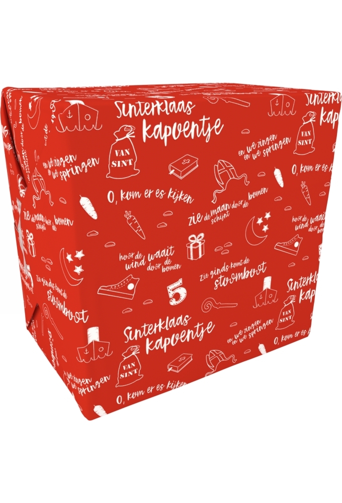 Sintpapier Gecoat Sinterklaas Kapoentje rood 50cm x 200m 80gr OP IS OP