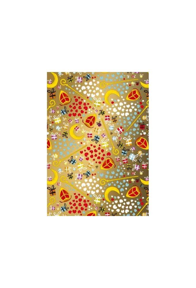Sintpapier Trendy All About Sint Goud 50cm x 125meter OP IS OP