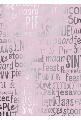 Sintpapier Metaalpapier Sint Handlettering Pastel Roze 50cm x 125meter