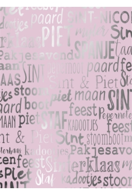Sintpapier Metaalpapier Sint Handlettering Pastel Roze 50cm x 125meter