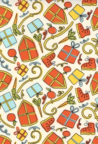 Sintpapier Trendy Sint Mijter & Staf 50cm x 200meter