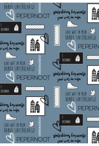 Sintpapier Trendy Love Sint Metallic Blauw 50cm x 125meter OP IS OP