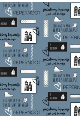 Sintpapier Trendy Love Sint Metallic Blauw 50cm x 125meter OP IS OP