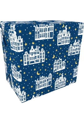 Sintpapier Stille Nacht Blauw Geel 50cm x 200meter 80grm OP IS OP