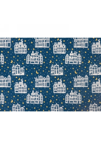 Sintpapier Stille Nacht Blauw Geel 50cm x 200meter 80grm OP IS OP