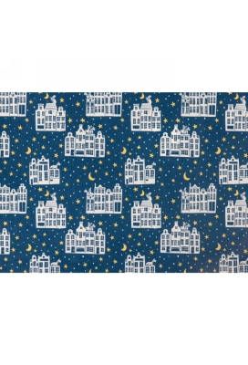 Sintpapier Stille Nacht Blauw Geel 50cm x 200meter 80grm OP IS OP
