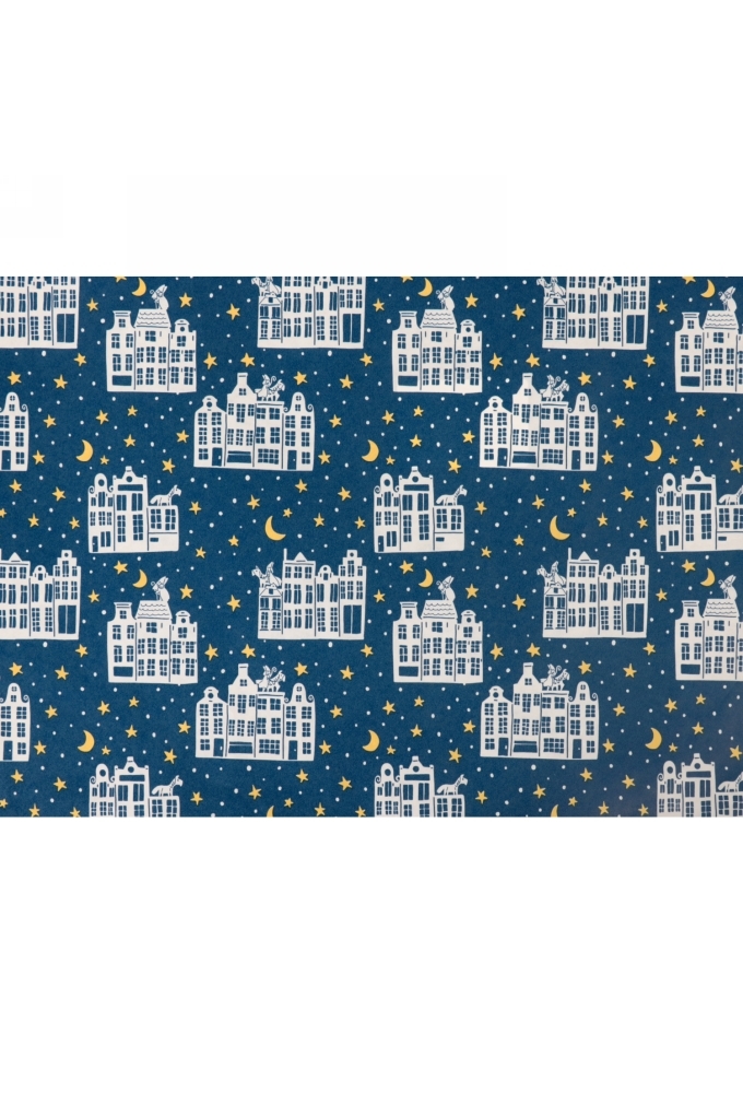 Sintpapier Stille Nacht Blauw Geel 50cm x 200meter 80grm OP IS OP