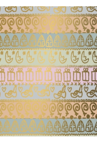 Sintpapier Trendy Sint Symbols Pastel 50cm x 125meter OP IS OP