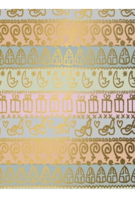 Sintpapier Trendy Sint Symbols Pastel 50cm x 125meter OP IS OP