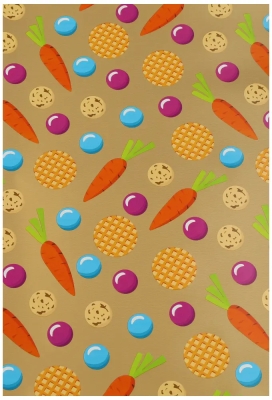 Sintpapier Trendy Sint Pepernootjes & Wortel Goud 40cm x 125meter
