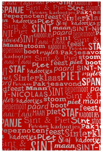 Sintpapier Metaalpapier Sint Handlettering Rood 40cm x 125meter