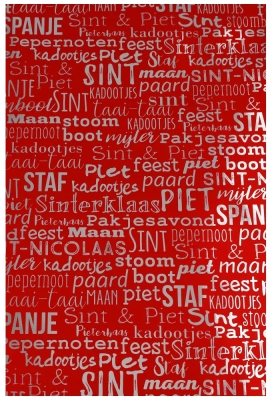 Sintpapier Metaalpapier Sint Handlettering Rood 40cm x 125meter