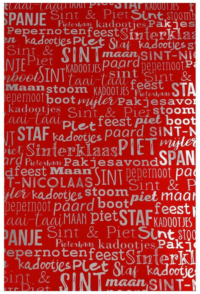 Sintpapier Metaalpapier Sint Handlettering Rood 40cm x 125meter