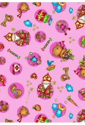 Sintpapier Trendy De zak van Sinterklaas Roze 50cm x 125meter