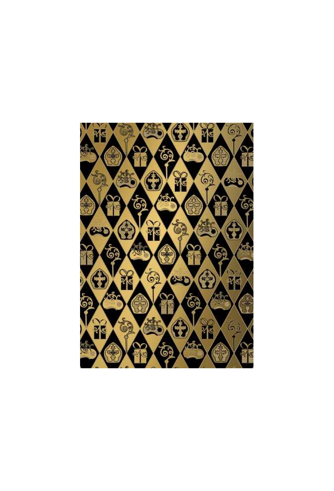 Sintpapier Bruin Kraft Sint Zwart & Goud 30cm x 125meter OP IS OP