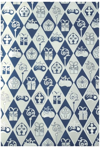 Sintpapier Bruin Kraft Sint Blauw & Zilver 30cm x 125meter OP IS OP