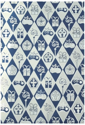 Sintpapier Bruin Kraft Sint Blauw & Zilver 30cm x 125meter OP IS OP