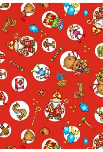 Sintpapier Trendy De Zak Van Sinterklaas Rood Wit 30cm x 125meter