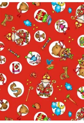 Sintpapier Trendy De Zak Van Sinterklaas Rood Wit 30cm x 125meter