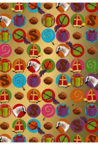 Sintpapier Trendy Goud Sint 30cm x 125meter