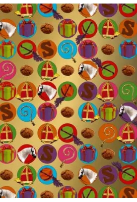 Sintpapier Trendy Goud Sint 30cm x 125meter