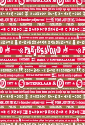 Sintpapier Trendy Pakjesavond Rood Goud 30cm x 125meter OP IS OP