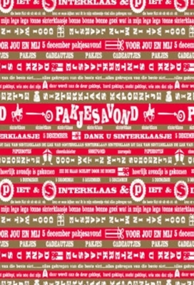 Sintpapier Trendy Pakjesavond Rood Goud 30cm x 125meter OP IS OP