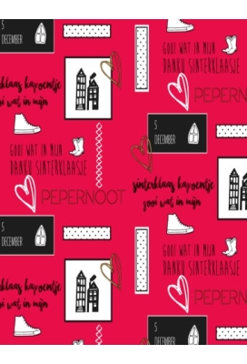 Sintpapier Trendy I Love Sint Rood 30cm x 125meter