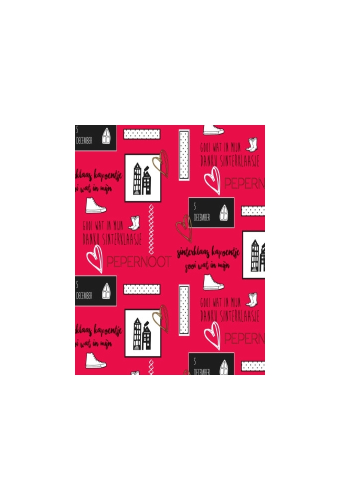 Sintpapier Trendy I Love Sint Rood 30cm x 125meter