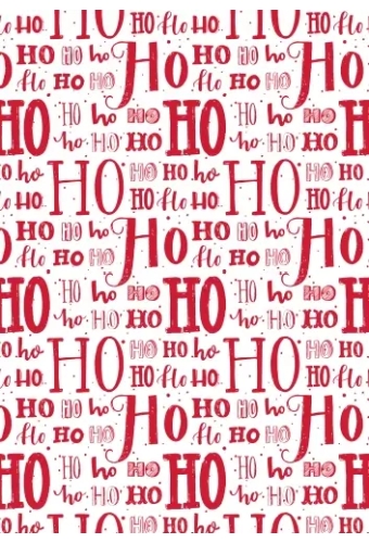 Kerstpapier Hoho Lettering Rood 70 cm x  200meter