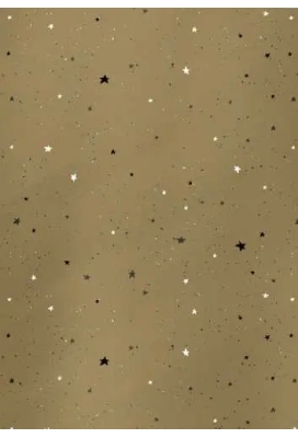 Kerstpapier Metallic stars are shinning goud 70cm x 150meter