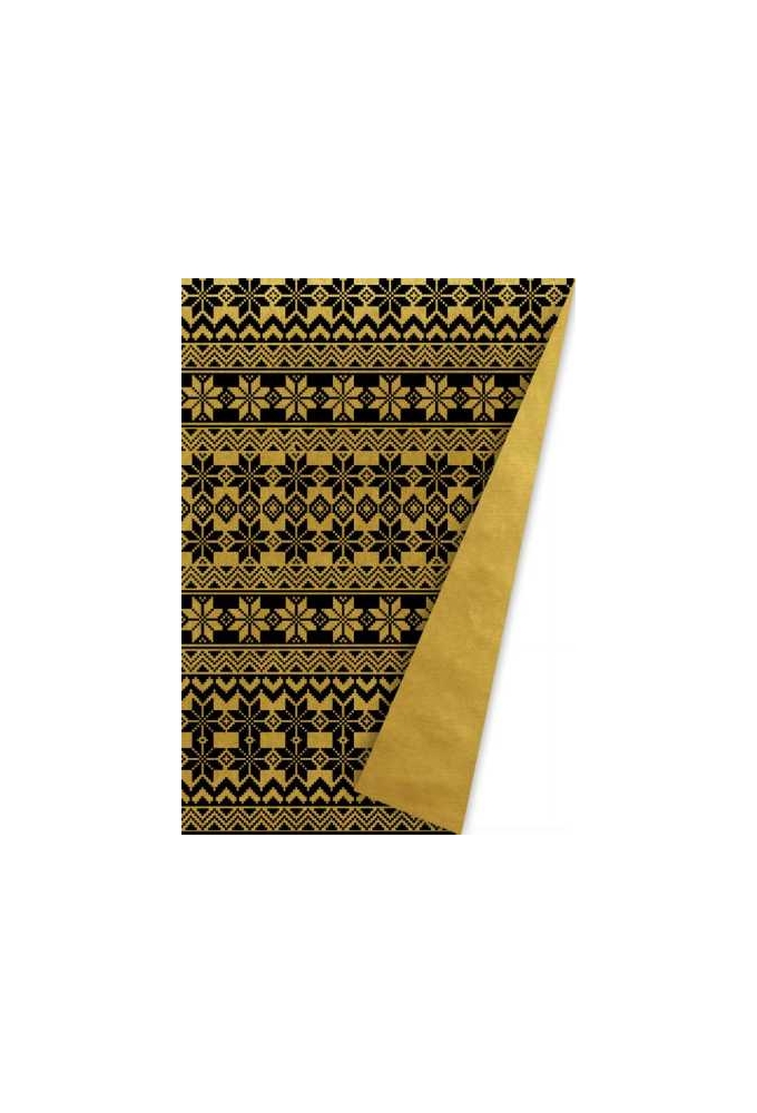 AKTIE Kerstpapier Dubbelzijdig Norway Goud & Zwart 70cm x 100meter