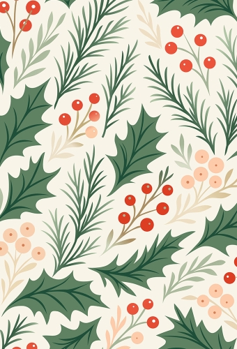 Kerstpapier Coated Winter Botanics 70cm x 100meter