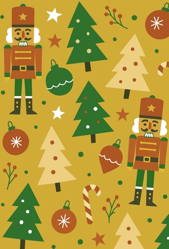Kerstpapier Coated Nutcracker Joy 70cm x 100meter
