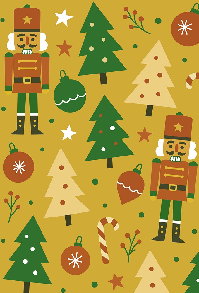Kerstpapier Coated Nutcracker Joy 70cm x 100meter