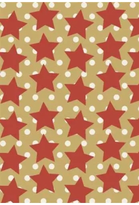 Kerstpapier Bruin Kraft Star in the Sky Rood & Wit 30cm x 150meter
