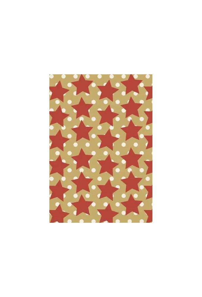 Kerstpapier Bruin Kraft Star in the Sky Rood & Wit 30cm x 150meter