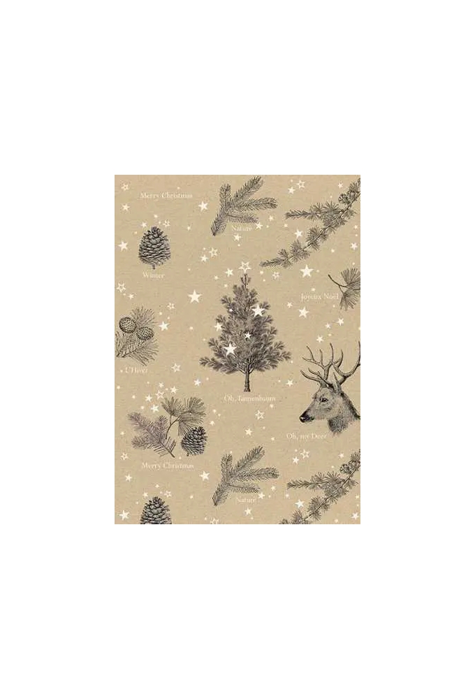 Kerstpapier Recycled Oh My Deer Zwart & Wit 30cm x 200meter