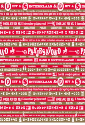 Sintpapier Trendy Pakjesavond Rood Goud 50cm x 125meter  OP IS OP