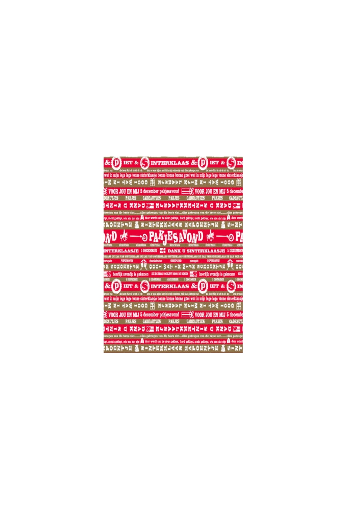 Sintpapier Trendy Pakjesavond Rood Goud 50cm x 125meter  OP IS OP