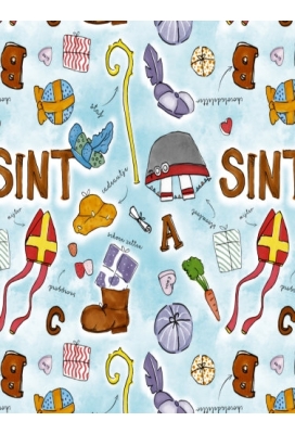 Sintpapier Trendy Sinterklaas On The Move Blauw 70cm x 200meter