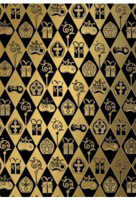 Sintpapier Bruin Kraft Sint Zwart & Goud 70cm x 250meter