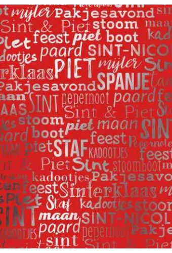 Sintpapier Metaalpapier Sint Handlettering Rood 70cm x 125meter