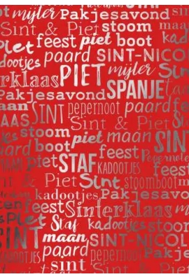 Sintpapier Metaalpapier Sint Handlettering Rood 70cm x 125meter