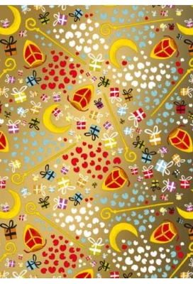 Sintpapier Trendy All About Sint Goud 70cm x 200meter