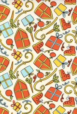 Sintpapier Trendy Sint Mijter & Staf 70cm x 200meter