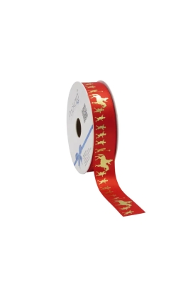 Luxe Satijnlint Sint Met Paard & Pietjes Rood 23mm x 25meter