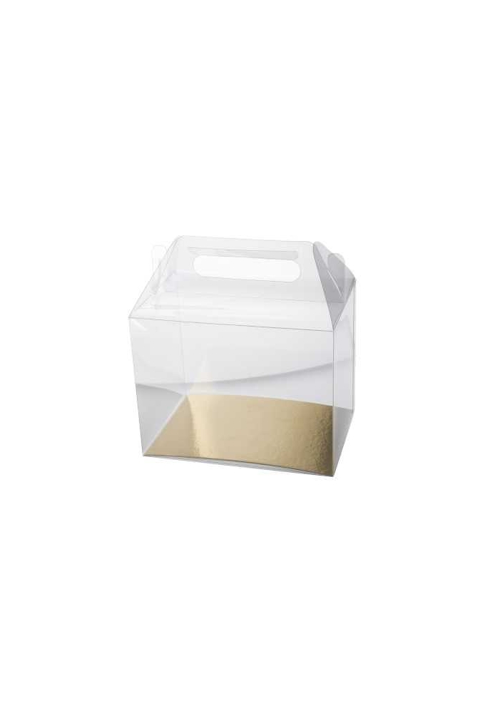 Transparant Cadeaudoosjes Koffer & Gouden Bodem 18x12.5x14cm 100stuks